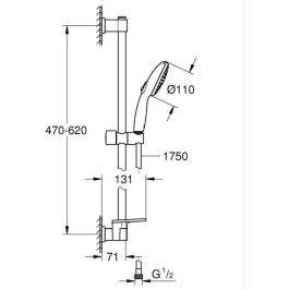 Grohe 26952001 Set de Ducha Vitalio Start 110 con Rociador 2 Chorros, Barra 60cm, Flexo y Estante - Ahorro Agua, Cromo
