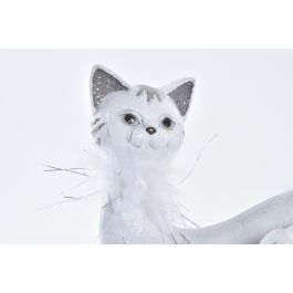 DKD Home Decor Figura Decorativa Romántica de Gato en Resina Blanca - Pack 2 Unidades - Largo 8 cm, Alto 14 cm, Ancho 23 cm