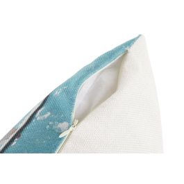 DKD Home Decor Cojín Mediterráneo Estilo Marino Faro Multicolor 50x50x12 cm - Pack 4 Unidades Poliéster con Cremallera Oculta