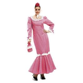 Disfraz madrileña rosa mujer vestido, pañuelo cabeza, bolsito y mantón talla XXL