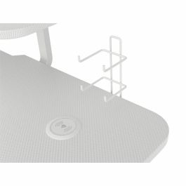 GENESIS Holm 320 RGB Mesa Gaming Blanca, Iluminación RGB, Hub USB 3.0, Carga Inalámbrica, Soporte Auriculares y Monitor 120x60 cm