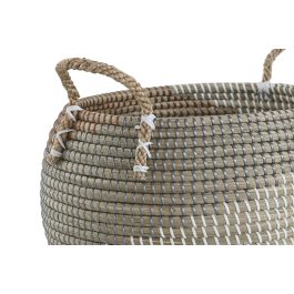 DKD Home Decor Cesta Tropical Natural Naranja Seagrass 40 x 34 x 40 cm Set de 2