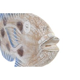 DKD Home Decor Figura Pez Natural Azul Albasia 5 x 18 x 40 cm Hecho a Mano