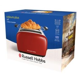Russell Hobbs 26554-56 Tostador Colours Plus Rojo con Calientapanecillos y Tueste Rápido