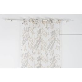 DKD Home Decor Cortina Visillo Urban Poliéster Marrón Claro Blanco 270x140 cm (2 Unidades) Diseño Hojas 75 gsm