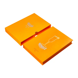Belius Cocktails Bolígrafo y Tarjetero de Aluminio y Símil Piel, Naranja Plateado con Tinta Azul, Protección RFID, Caja Diseño