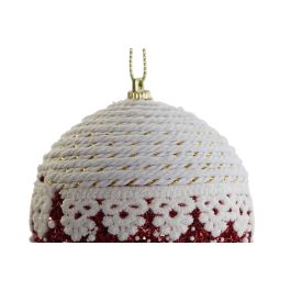DKD Home Decor Decoración Colgante Navidad Tradicional Rojo Blanco 8 x 8 x 8 cm (12 Unidades)