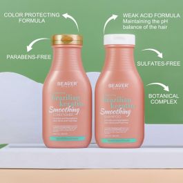 Beaver Brazilian Keratin champú alisante 350 ml para desenredar y aumentar el brillo con proteína de queratina