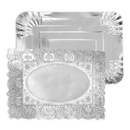 Bandeja Plata Rectangular con Blonda 25x34 cm - Algon (48 Unidades) Bandeja Plata Rectangular con Blonda 25x34 cm - Algon (48 Unidades)