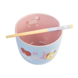 ERIK Bowl Ramen BT21 1400ml con Palillos Bambú y Muescas para Palillos