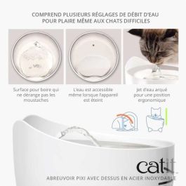 CAT IT Fuente de agua automática para gatos - 2,5 L (acero inoxidable y filtro)