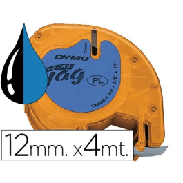 Dymo Cinta 91205 Negro Sobre Azul 12mm x 4M Plástico Rotuladora Letratag Precio: 7.49999987. SKU: BIXS0721650