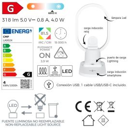 Home Deco Factory Lámpara Led Cargador Inducción Polipropileno