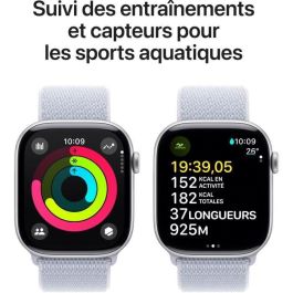 Apple Watch Series 10 GPS - 46 mm - Caja de aluminio plateada - Correa Loop deportiva Blue Cloud