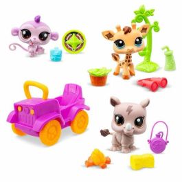 Bandai BF00524 Littlest Pet Shop Safari Pack Generación 7 - Set de 3 animales con cabezas bobble-heads y accesorios, para 4+ años