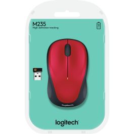 Logitech M235 Ratón Inalámbrico Óptico Avanzado con Receptor Nano USB, Color Rojo, 12 Meses de Batería, Diseño Compacto y Ergonómico para Portátiles
