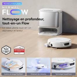 Narwal FLOW Robot Aspirador y Fregona Autónomo con Base de Carga de Auto-vaciado, 22000 Pa, Sistema Fregado FlowWash y DualFlow Antienredos - AABJF58953