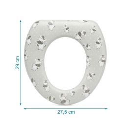 KioKids Reductor WC Acolchado y Cómodo para Niños +12 Meses | Asiento Adaptador Inodoro Estándar Diseño Cebras Gris