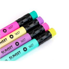 Milan Lápices de Grafito HB Serie Sunset Madera Negra Tilo con Goma de Borrar Colores Surtidos 6 Lápices por Color Dureza Media Mina 2.2mm LPS