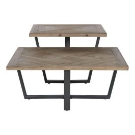 Mesa de Centro Home ESPRIT Negro Natural Metal Madera de abeto 118 x 78 x 45 cm Mesa de Centro Home ESPRIT Negro Natural Metal Madera de abeto 118 x 78 x 45 cm