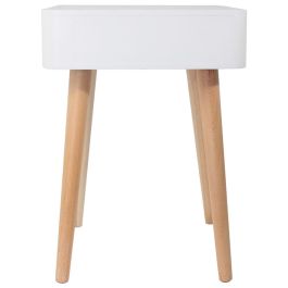 Home Deco Factory Mesita De Noche Blanca Estilo Escandinavo 35x35 cm h.48 cm