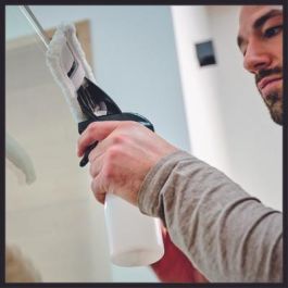Einhell Limpiacristales a Batería BRILLIANTO, Inalámbrico 18V, Negro/Rojo - Para Ventanas y Superficies Lisas