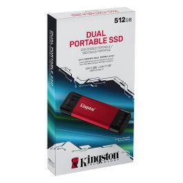 Kingston SPSD/512GB Disco Externo SSD Portable Dual 512GB USB Tipo-C y USB 3.2 Rojo