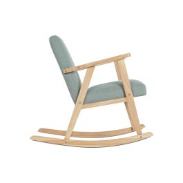 DKD Home Decor Mecedora Scandi de Madera y Poliéster para Salón o Dormitorio, Colores Azul Celeste y Natural, 81x58x90 cm