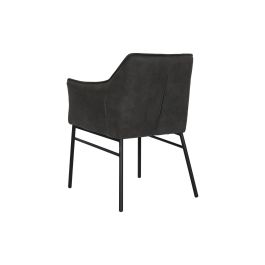DKD Home Decor Silla Loft Marron Oscuro Negro Microfibra Metal 60 x 84 x 60 cm