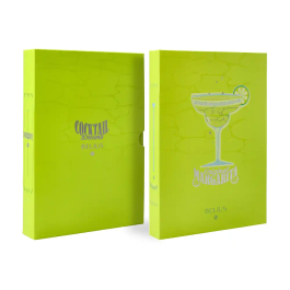 Belius Cocktails Margarita Bolígrafo y Wallet Aluminio Verde Lima Plateado con Relieve, Tinta Azul, Caja Incluida