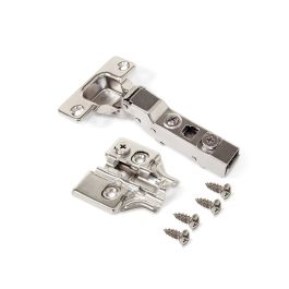 Emuca Lote de 20 bisagras codo X91N con suplementos para atornillar, Altura 0, Acero, Niquelado