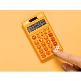 Calculadora Liderpapel Bolsillo Xf10 8 Digitos Solar Y Pilas Color Naranja 115x65x8 mm