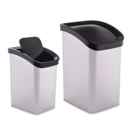 Papelera de plástico basculante plateada 23L Berilo 34x43.7x27.3 cm (6 Unidades) Precio: 65.49999951. SKU: S3610485