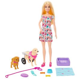 Barbie Muñeca Paseadora Perro con Silla de Ruedas HTK37 Mattel
