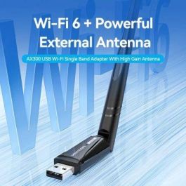 Vention KDVB0 Adaptador USB Wi-Fi 6 AX300 Banda Única 286Mbps con Antena de Alta Ganancia Negro Compatible Windows