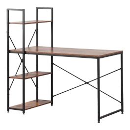 Edm Escritorio con estantería de madera y metal, estilo industrial, color madera/negro, 121 x 120 x 64 cm Precio: 58.49999947. SKU: B1CDX2R6XT