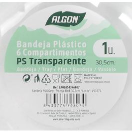 Bandeja PS 6 departamentos transparente roja 30.5 cm Algon (12 Unidades) Bandeja PS 6 departamentos transparente roja 30.5 cm Algon (12 Unidades)