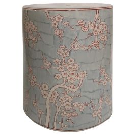 DKD Home Decor Mesita Auxiliar Oriental Sook de Porcelana 100% Azul Naranja con Flores, Hecha a Mano y Reciclable 32x32x41 cm Precio: 48.94692. SKU: B13VSC48XZ