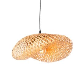 Lámpara Colgante Anthony SKD-P-2045 de Ratán Malla Ovalada Hecha a Mano. Diseño Vintage, ideal para Iluminación Cálida con Bombilla E27