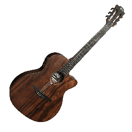 LAG Guitarra Acústica Nylon Auditorium Slim Cutway A/E Natural Satinado Brankowood/Eucalipto Electroacústica Stage-LAG