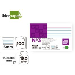 Ficha Liderpapel Rayada Nº3 100x150 mm 180 gr-M2 Paquete De 100 Unidades