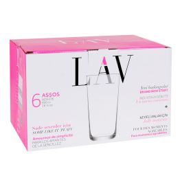 Lav Set de 6 Vasos Altos Assos con capacidad de 490 ml y una altura de 14,8 cm (8 Cajas)