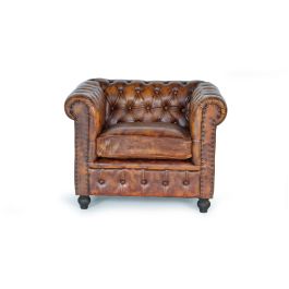 Giner y Colomer Sillón Chester en Piel Marrón con Metal, 70x96x82 cm Precio: 1403.5879. SKU: B1KLCFVQ5H