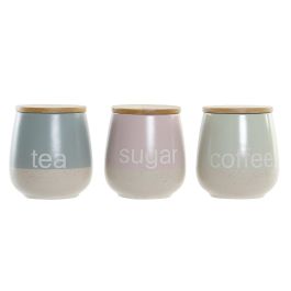 DKD Home Decor Bote Scandi Gres y Rubberwood Rosa Verde Azul 10 x 16 x 10 cm (3 Unidades) Precio: 21.49999995. SKU: S3014966