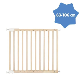 Badabulle Barrera de Seguridad Deco Pop Wood, Fijación Extensible y Tornillo (63.5 - 106cm)