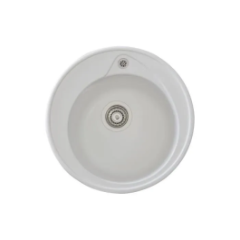 Stradour RONDA Fregadero Construido en SMC WHITE UNI - 1 Cuenco, Dim. Ø 49 cm, Vaciado Manual