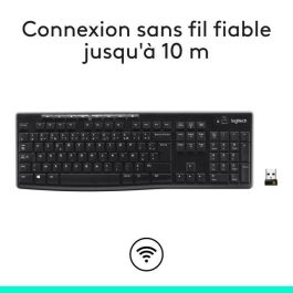 Logitech Teclado Inalámbrico K270 Francés, Resistente a Salpicaduras, 8 Teclas de Acceso Directo, Compatible con Windows