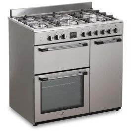 Piano de cocina a gas con 3 hornos eléctricos CONTINENTAL EDISON CECP903FIX 5 fuegos - Acero inoxidable - Ancho 90 cm