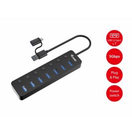 Equip Hub USB-C 3.2 Gen1 7xUSB-A Con Interruptores Adaptador USB-A y Alimentador