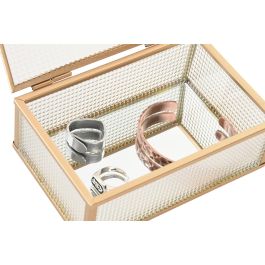 DKD Home Decor Joyero Glam Dorado de Cristal y Metal - 11 cm Largo, 15 cm Ancho, 5.5 cm Alto